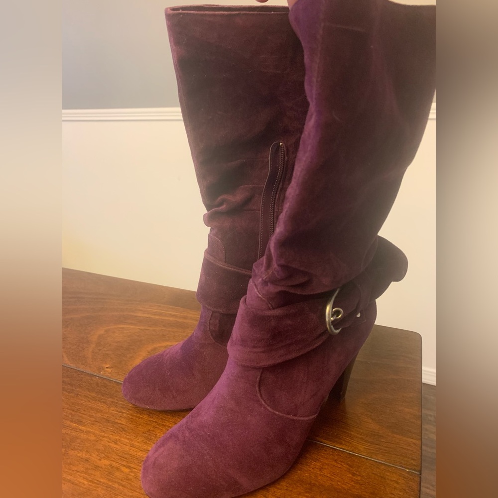 “Belle” Heeled Boots by Baker Shoes (Purple, Size 8.5 B)
